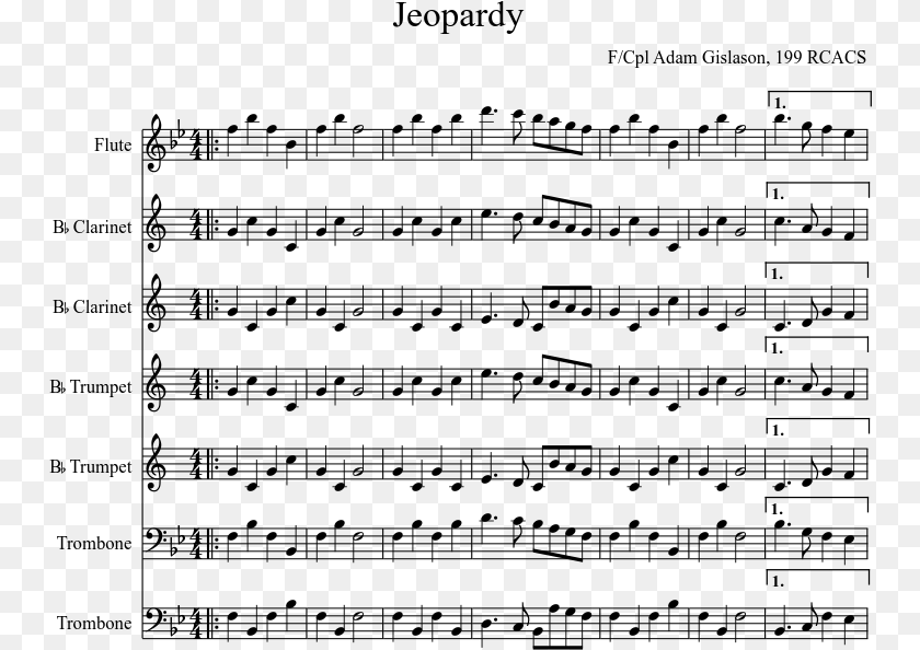 752x594 Jeopardy Sheet Music Composed By Fcpl Adam Gislason Chicken Pee Wee Ellis Sheet Music, Gray Transparent PNG