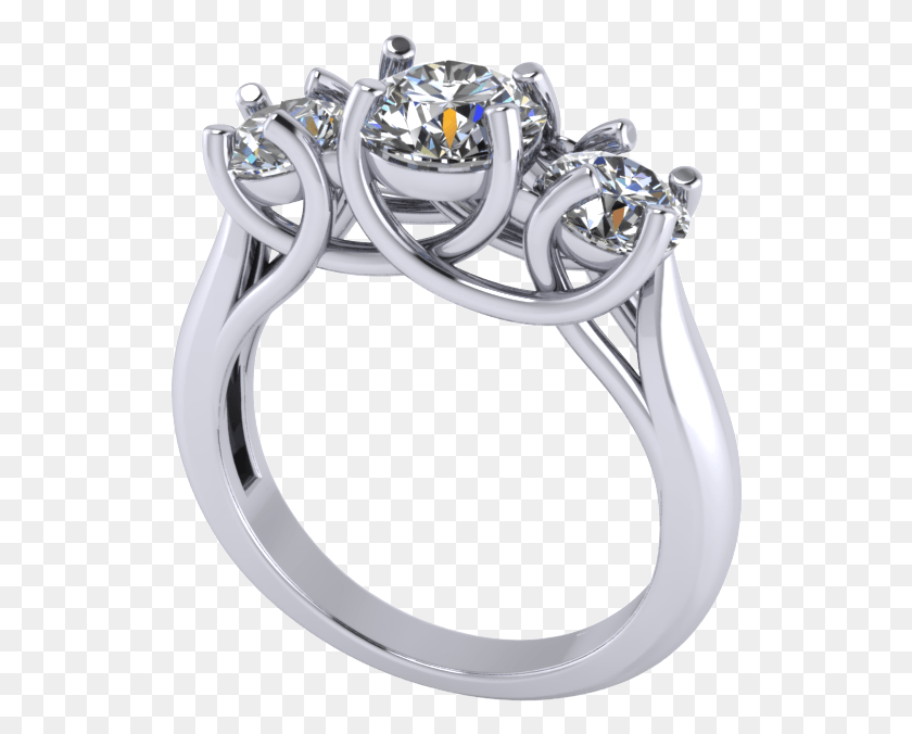 528x616 Jewelry 3 Stone Triology Ring 3D Model Stl 6 Pre Engagement Ring, Accessories, Accessory, Platinum Descargar Hd Png