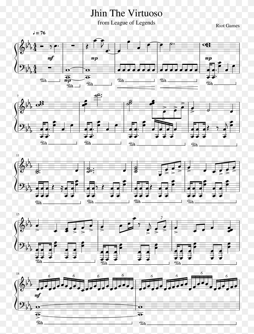 747x1044 Jhin The Virtuoso Sheet Music Composed By Riot Games Jhin Theme Sheet Music Violin, Gray, World Of Warcraft HD PNG Download