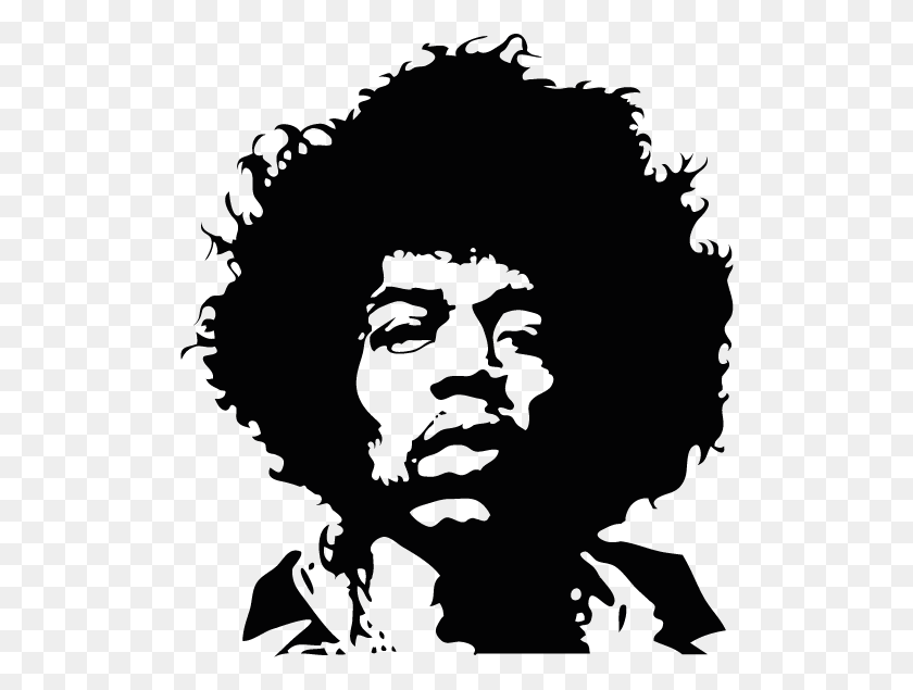 510x575 Descargar Png Jimi Hendrix Blanco Y Negro Retrato Stencil Guitarrista Jimi Hendrix Vector, Al Aire Libre, Cara, Fotografía Hd Png