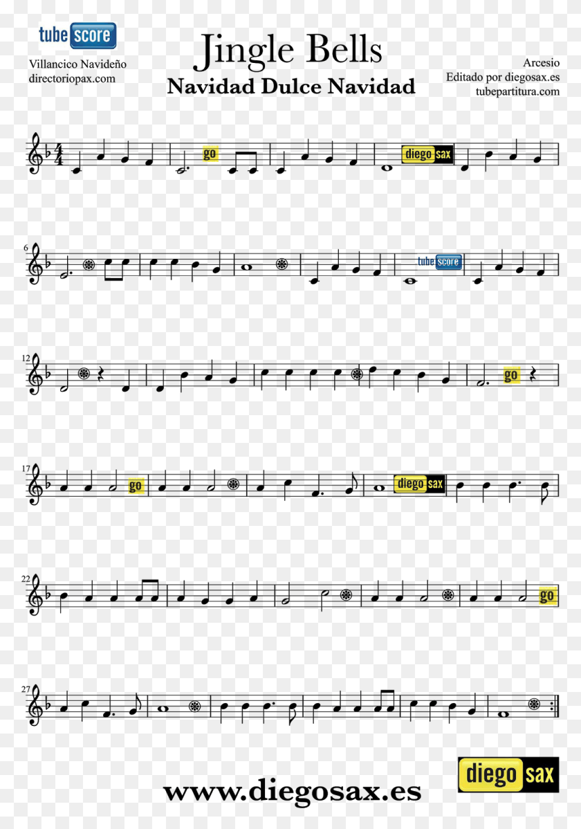 1036x1512 Descargar Png Jingle Bell Partitura Para Oboe Christmas Carol Music Ay Del Chiquirritin Partitura, Pac Man, Text Hd Png