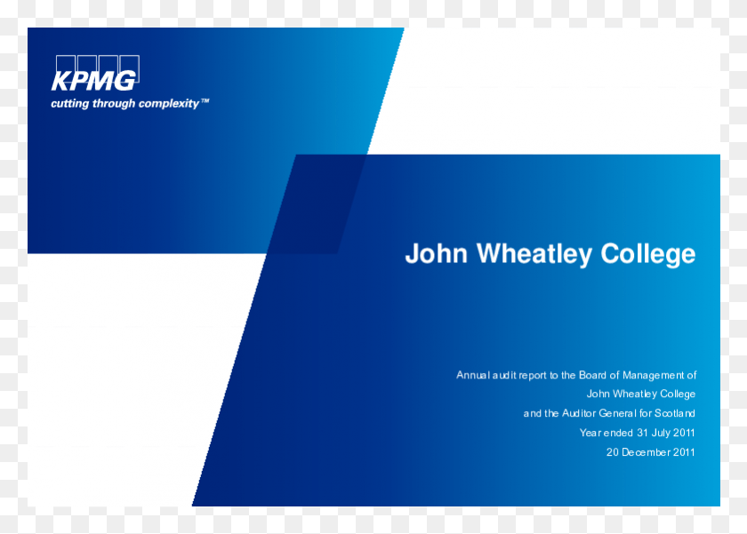 781x542 John Wheatley College Annual Audit 201011 Kpmg Presentation Template, Text, Paper, Business Card HD PNG Download