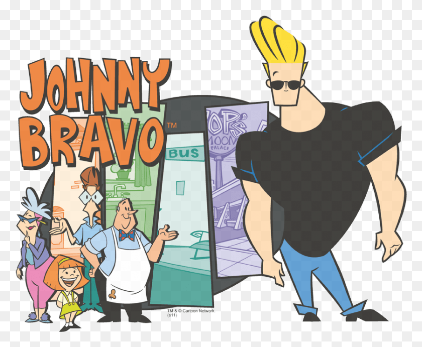 837x678 Johnny Bravo Johnny Amp Friends Juniors Premium T Shirt, Person, Human, Comics HD PNG Download