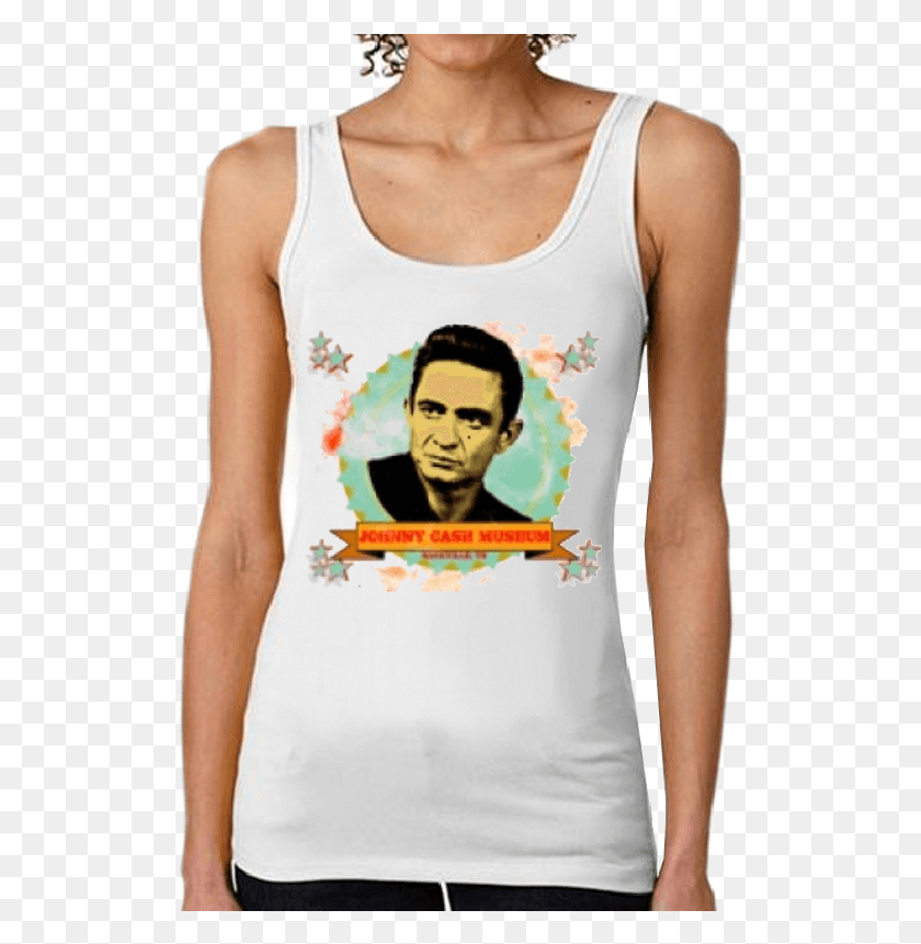 519x801 Johnny Cash Museum Ladies Photo White Tank Top Top Tank White Women, Clothing, Apparel, Person HD PNG Download
