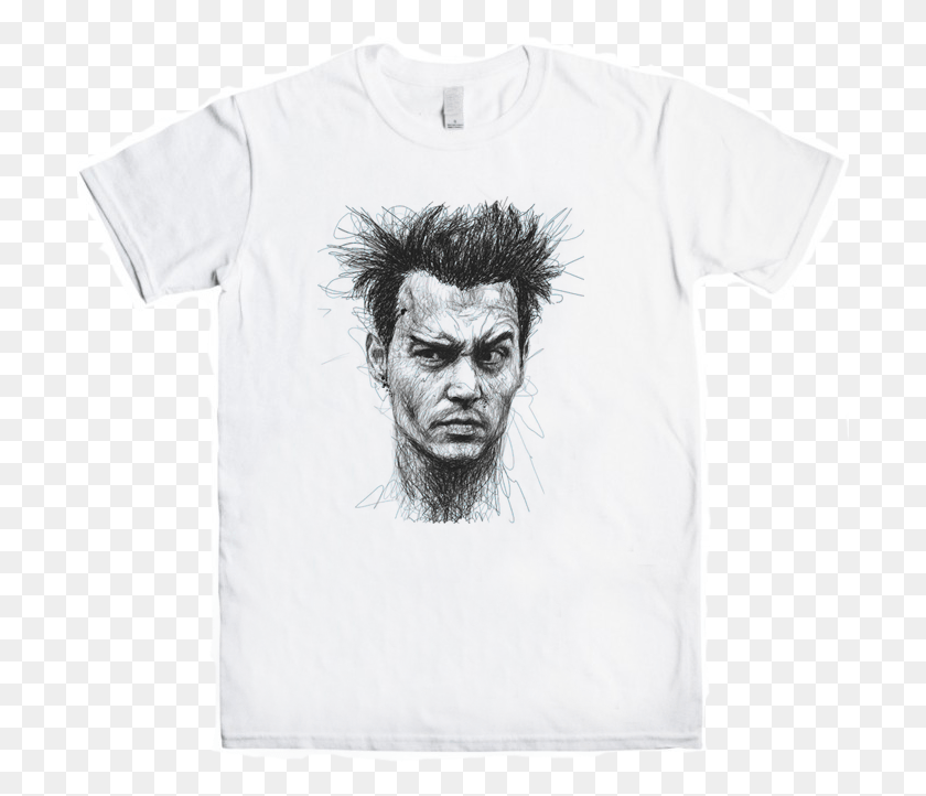 701x662 Johnny Depp Drawing Without Lifting Pen, Clothing, Apparel, T-shirt HD PNG Download
