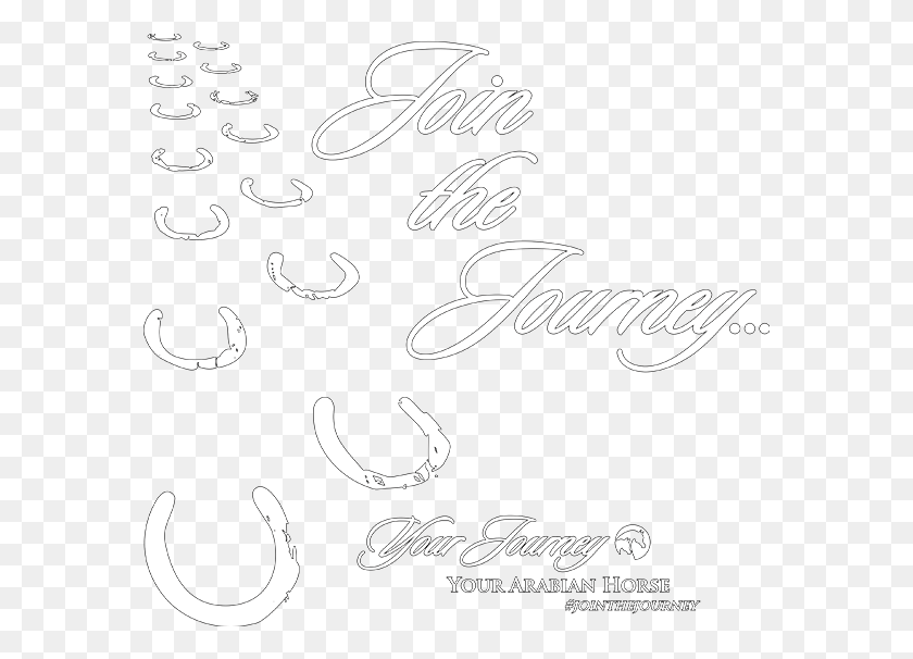 577x546 Join The Journey Hoof Prints Logo In White Transparent Horse Hoof Print, Text, Handwriting, Calligraphy HD PNG Download