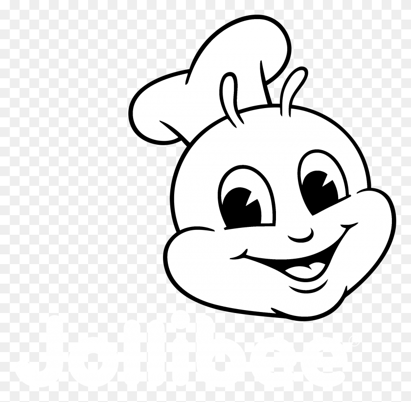 2400x2346 Jollibee Logo Black And White, Stencil, Text, Plant HD PNG Download