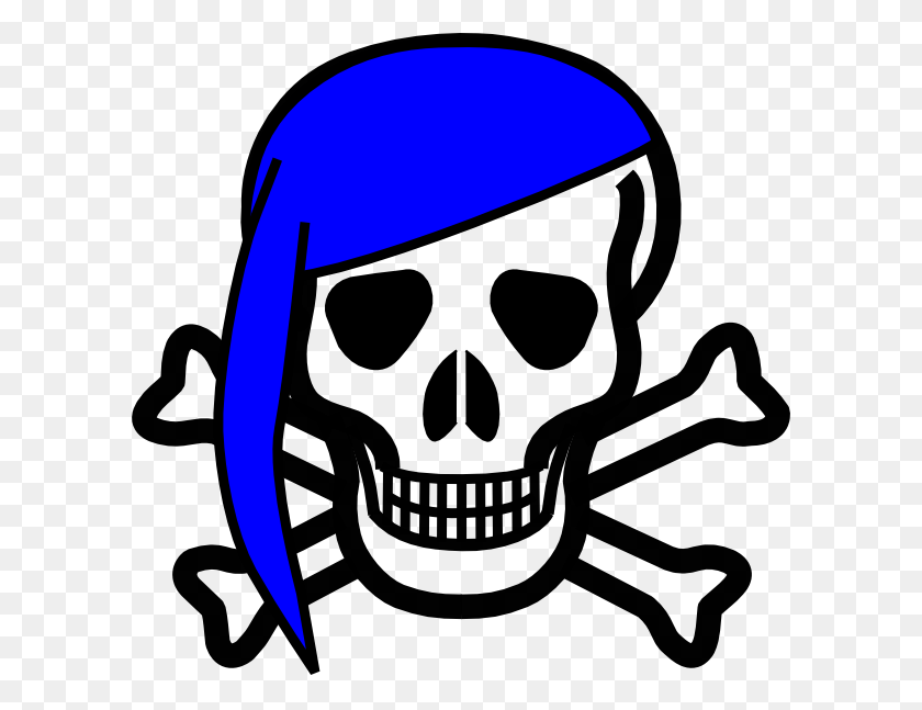 600x587 Jolly Roger With Red Scarf Clip Art Skull And Bones Transparent, Symbol, Helmet, Clothing HD PNG Download