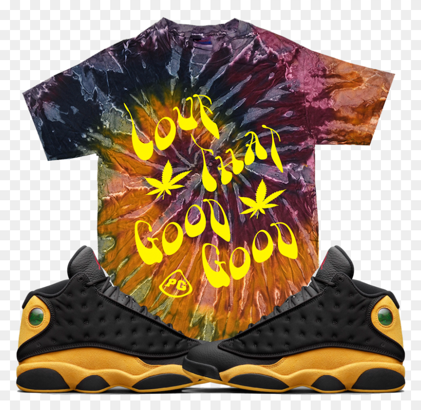 801x780 Jordan 13 Oak Hill Melo Sneaker Tees Tye Dye Shirts Jordan 13 Melo Shirt, Clothing, Apparel, Footwear HD PNG Download