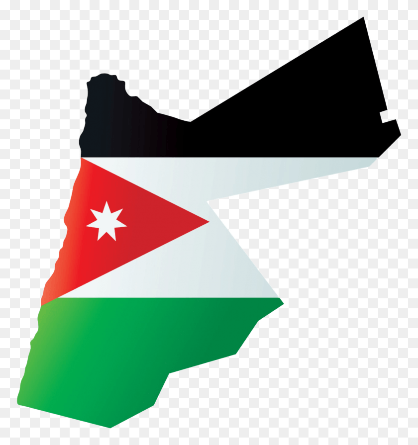 1271x1362 Jordan Flag Map Map And Flag Of Jordan, Symbol, Triangle, Bow HD PNG Download