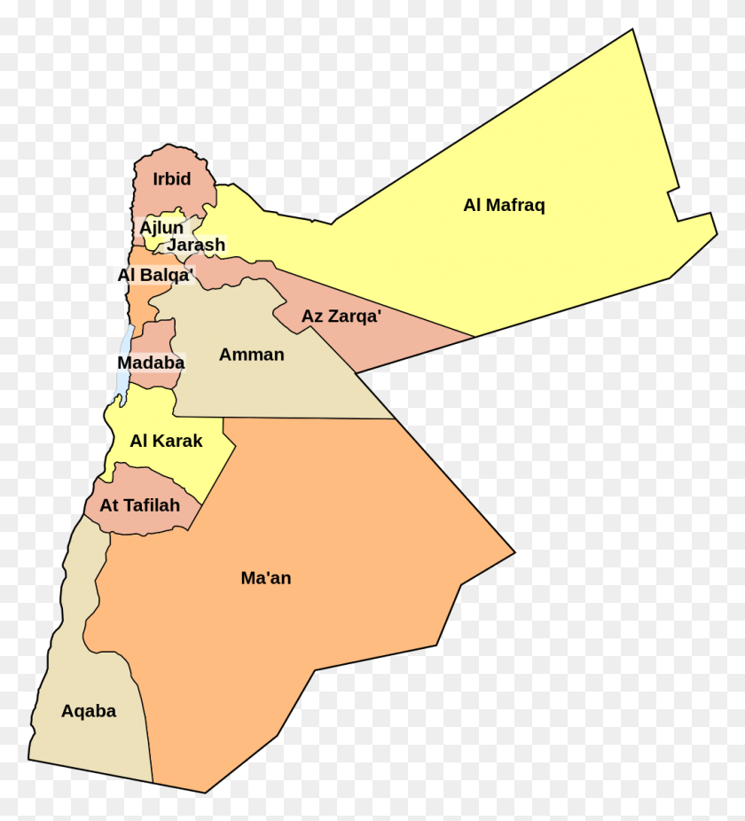 1008x1120 Карта Провинций Иордании С Названиями Провинций Иордании, Участок, Диаграмма, Атлас Hd Png Скачать