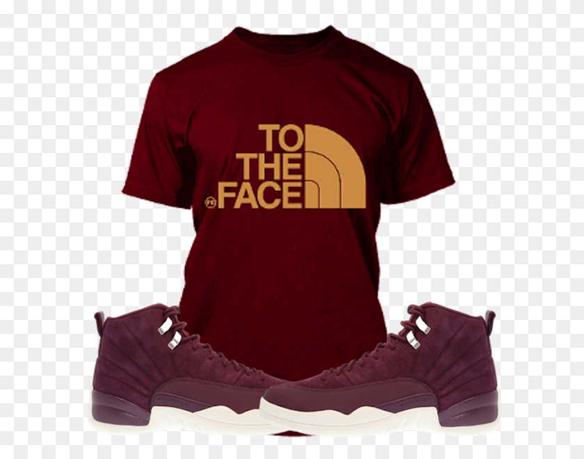 600x600 Jordan Retro 12 Bordeaux Sneaker Tees Shirt To Match Black And Yellow North Face T Shirt, Clothing, Apparel, Person HD PNG Download