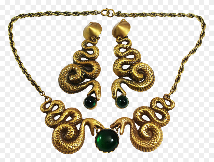1912x1414 Joseff Hollywood Signed Green Cabachon Snake Necklace Necklace, Gold, Pendant, Jewelry HD PNG Download