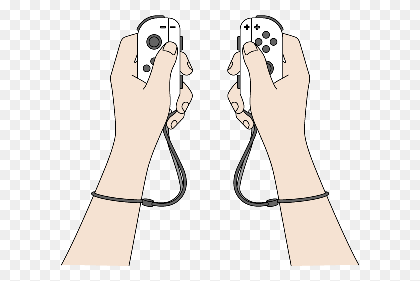 598x502 Joy Con Controllers With Wrist Straps Being Held Vertically Hold Joycon Just Dance, Hand, Electronics, Photography HD PNG Download