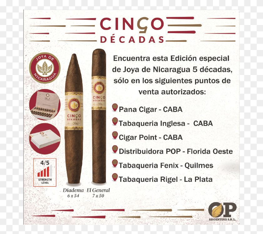 693x689 Joya De Nicaragua Cinco Dcadas Cigar, Texto, Municiones, Arma Hd Png