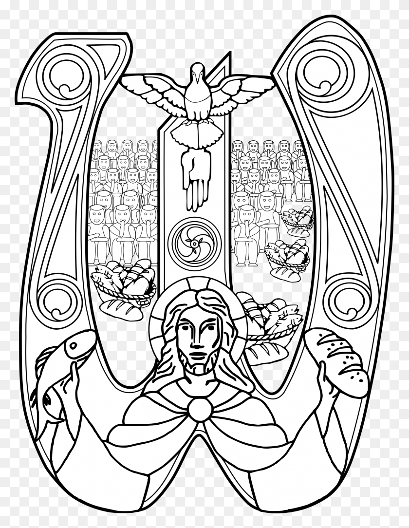 1828x2400 Jpg Black And White Library Christ With A Fish Bread Pentecost, Symbol, Emblem, Architecture HD PNG Download