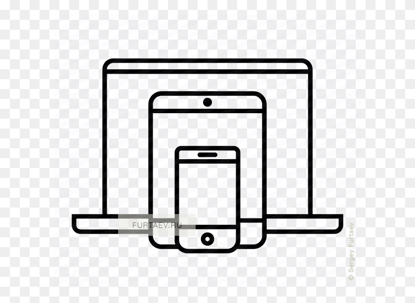 620x553 Jpg Black And White Mobile Devices Icon Of Phone Tablet Phone Laptop Tablet Icon, Hurdle, Plate Rack HD PNG Download