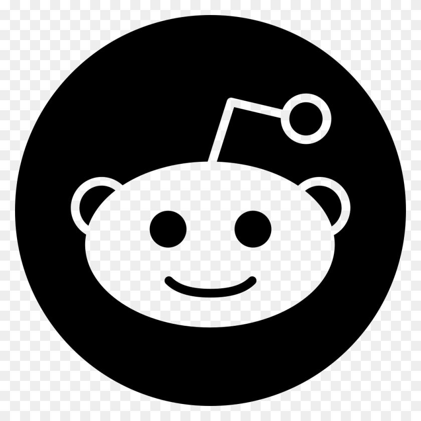 980x980 Jpg Черно-Белый Социальный Логотип Персонаж Reddit Logo Черный, Трафарет, Копилка Hd Png Скачать