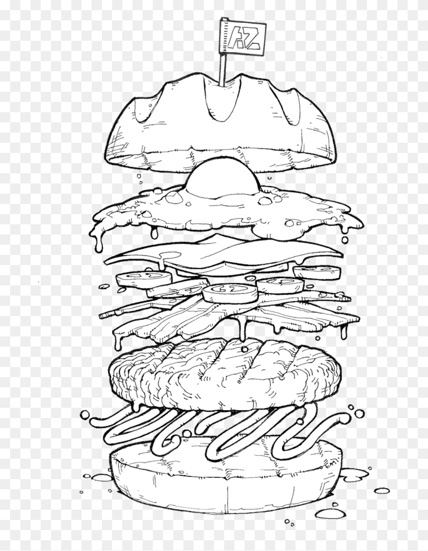 697x1021 Jpg Free Burger Drawing At Getdrawings Burgers Draw, Plant, Agaric, Mushroom HD PNG Download