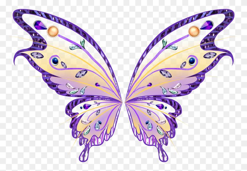2515x1690 Jpg Free Fairy Wings Clipart, Purple, Ornament, Pattern Hd Png Download