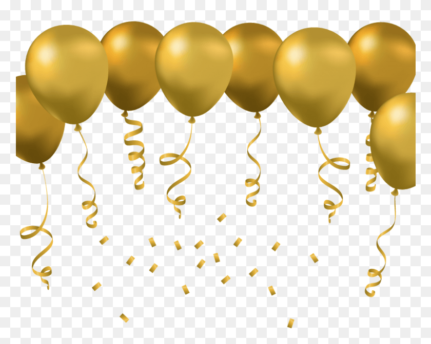 801x629 Jpg Free Library For Free On Mbtskoudsalg Golden Balloons, Balloon, Ball, Confetti HD PNG Download