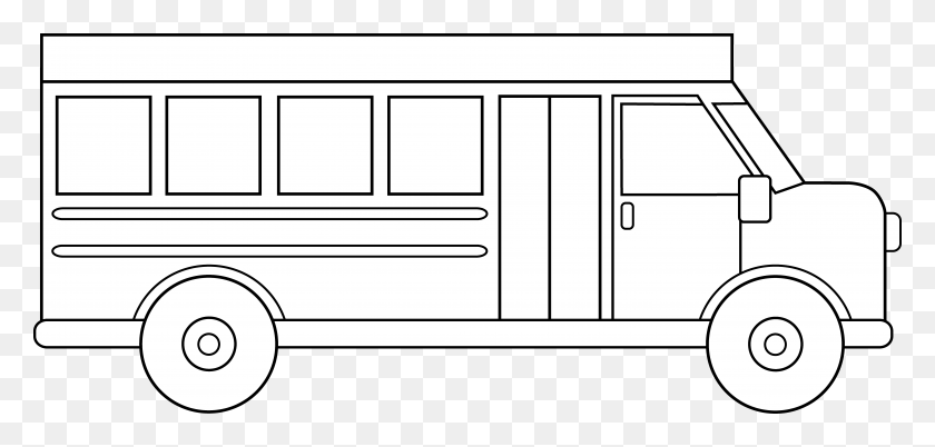 8366x3671 Jpg Free School Line Art Free Clip Black And White School Bus Clipart, Vehicle, Transportation, Furniture HD PNG Download