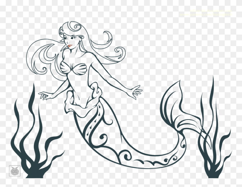 860x650 Jpg Freeuse Library Line Drawing At Getdrawings Com Line Drawing Mermaid Ariel, Dragon, Text HD PNG Download