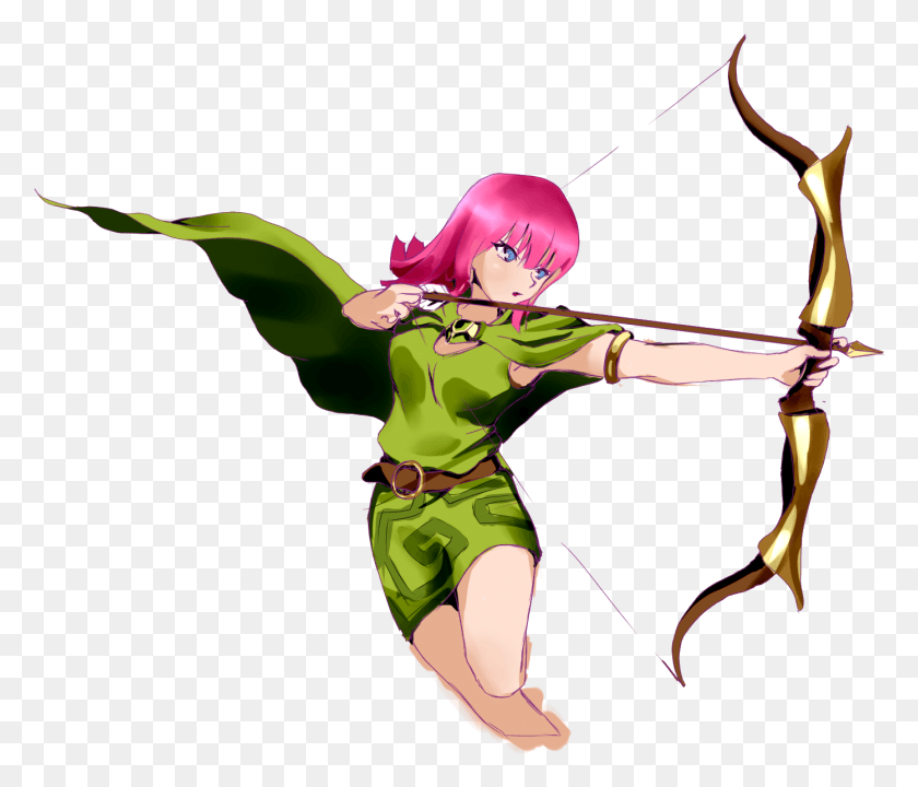 1393x1179 Jpg Library Library Archery Drawing Anime Manga Clash Of Clans, Bow, Archer, Sport HD PNG Download