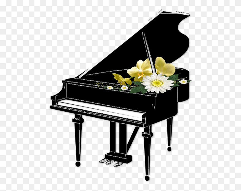 500x604 Jpg Library Stock Black With Flowers Transparent Fine Piano Clip Art, Plant, Petal, Flower HD PNG Download