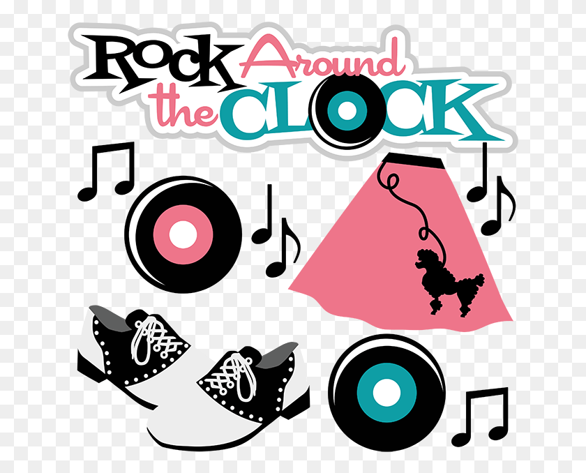 647x618 Jpg Rock Around The Clock Svg Scrapbook Files 5039s Sock Hop Clip Art, Clothing, Apparel, Graphics HD PNG Download