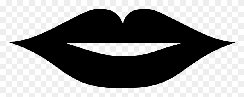 980x346 Jpg Royalty Free Stock Lips Icon Free Lips Black And White, Stencil, Heart, Mustache HD PNG Download