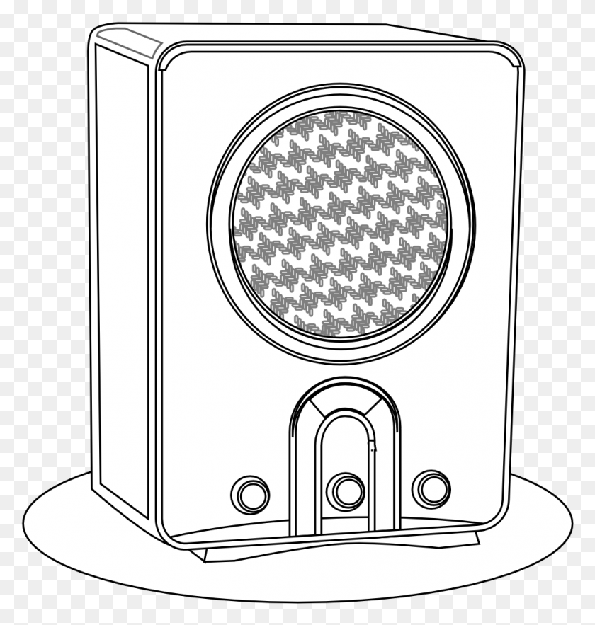 992x1047 Jpg Transparent Library Radio Black And White Clipart Raskraska Radio, Appliance, Light, Heater HD PNG Download