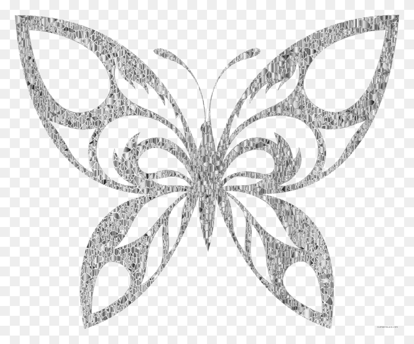 2326x1900 Jpg Transparent Stock Silver Clip Art Images Silhouette Tribal Butterfly, Stencil, Pattern, Floral Design HD PNG Download