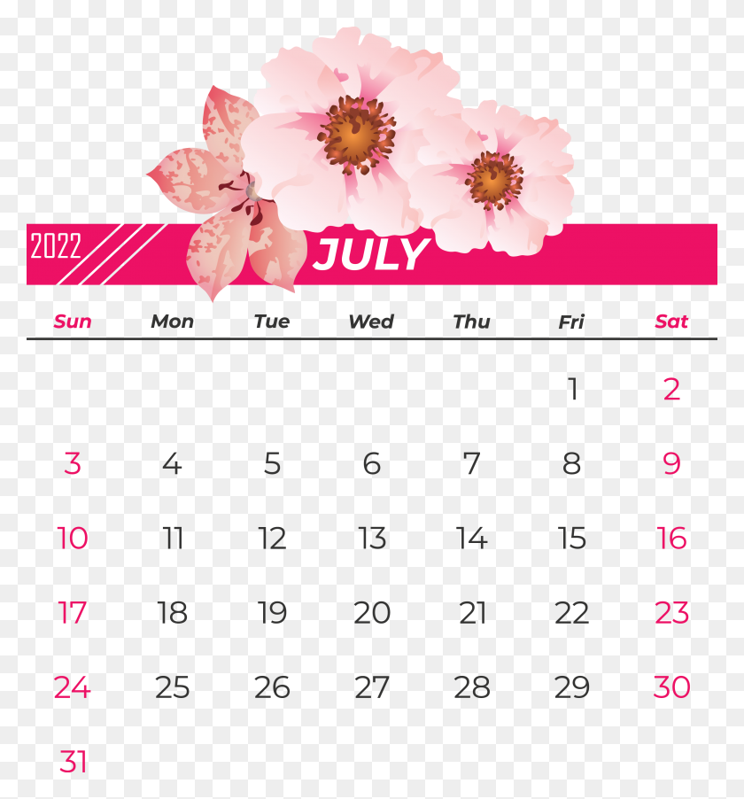 3201x3459 July 2022 Calendarly Calendar, Printable, Month Clipart PNG