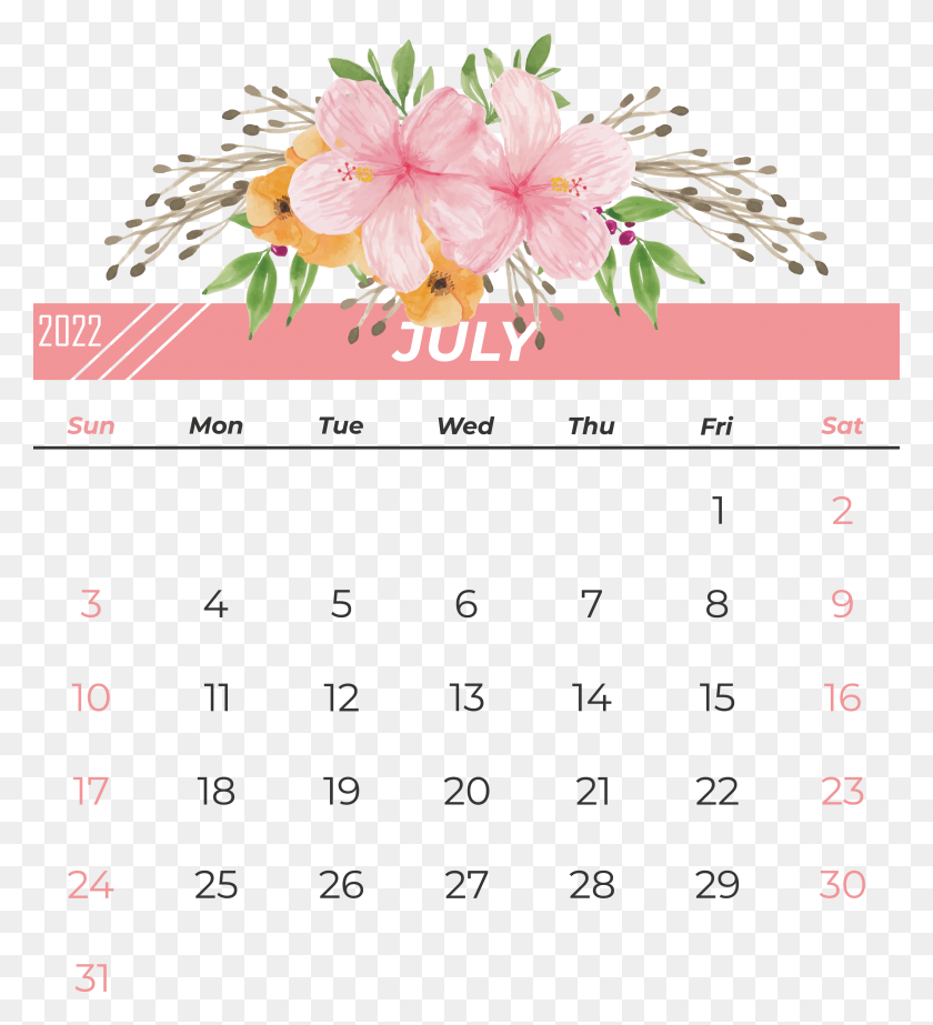 3201x3542 July 2022 Calendarly Calendar, Printable, Month Clipart PNG