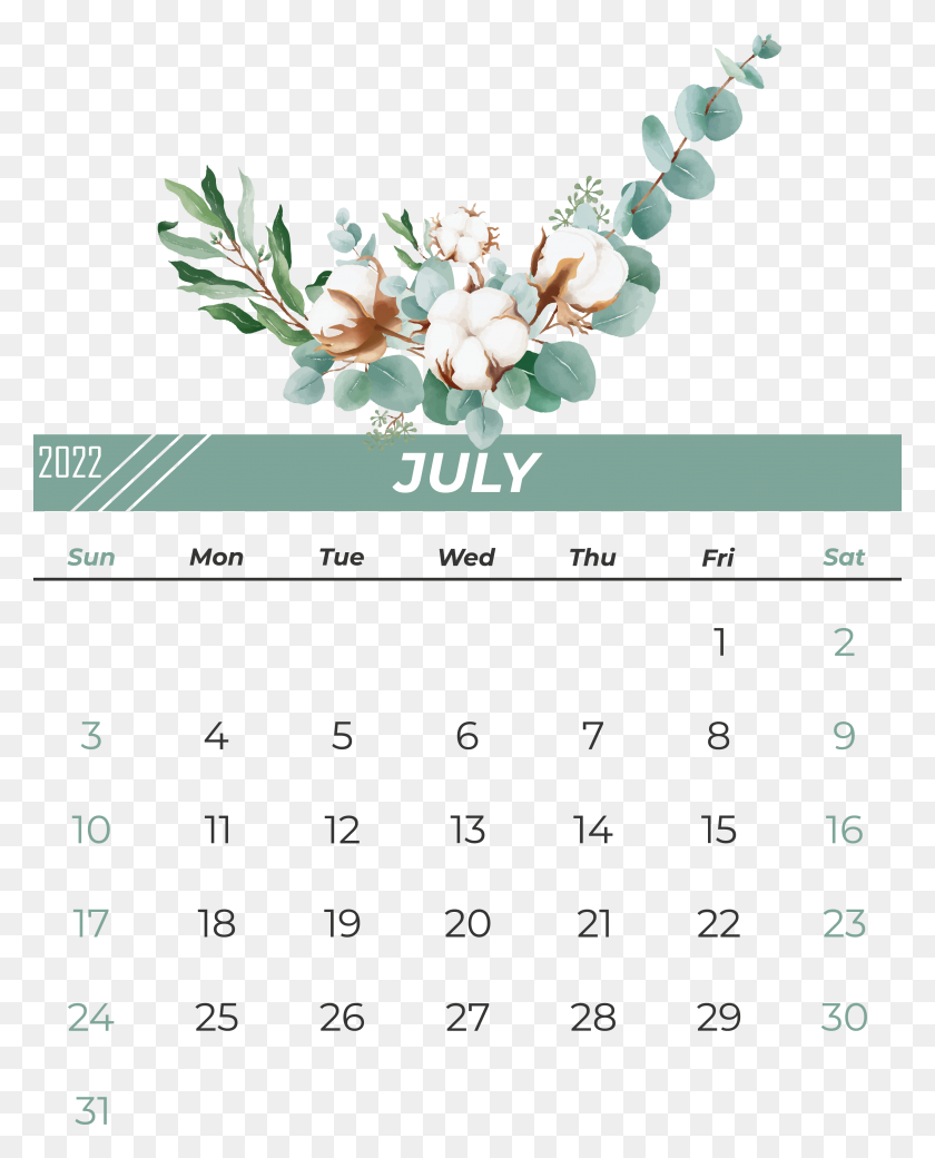 3201x4023 July 2022 Calendarly Calendar, Printable, Month Clipart PNG