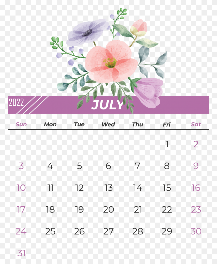 3201x3942 July 2022 Calendarly Calendar, Printable, Month Clipart PNG