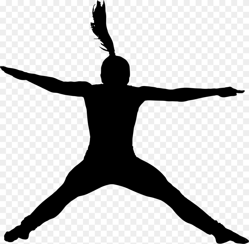 Jumping Girl Silhouette Icons, Gray PNG