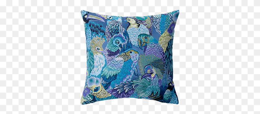 321x309 Jungle Birds Blue Cushion Cover Cushion, Pillow, Rug, Bird HD PNG Download