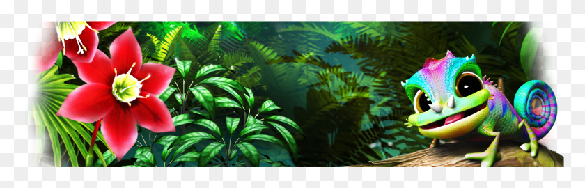 1673x451 Джунгли Cash Us Хамелеон Макет Дерево, Растительность, Растение, Тропический Лес Hd Png Скачать