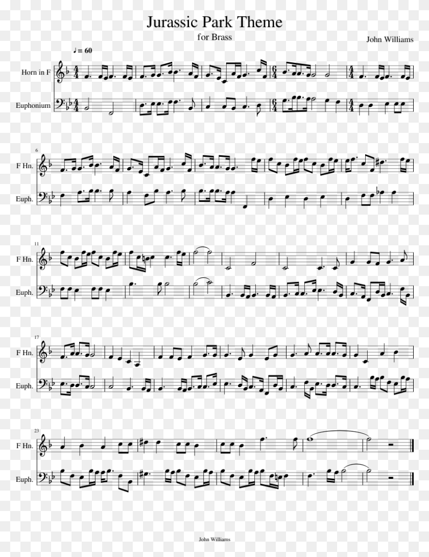 805x1064 Jurassic Park Theme Partitura Compuesta Por John Williams Twenty One Pilots Oboe Music, Grey, World Of Warcraft Hd Png