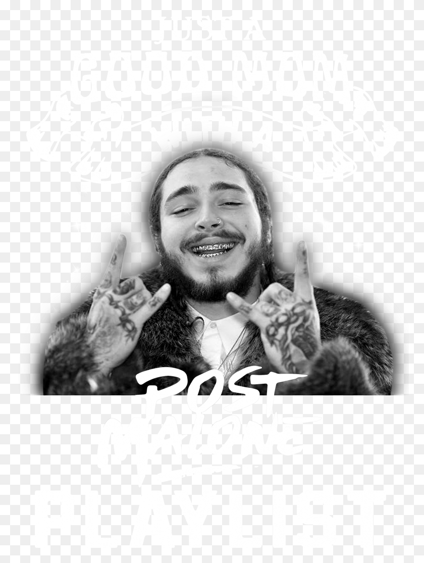 2345x3172 Just A Good Mom With A Post Malone Playlist Shirt Would Post Malone Look Like Without Tattoos, Face, Person, Human HD PNG Download