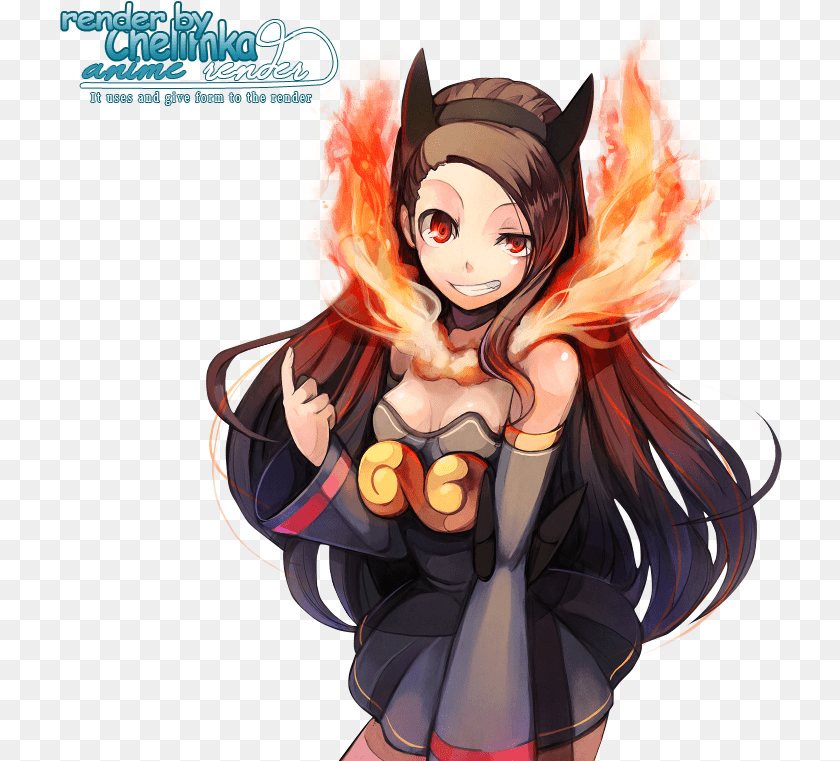 723x761 Just Like Fire Heart Attack Girl On The Left Anime Girl With Fire, Publication, Book, Comics, Adult PNG