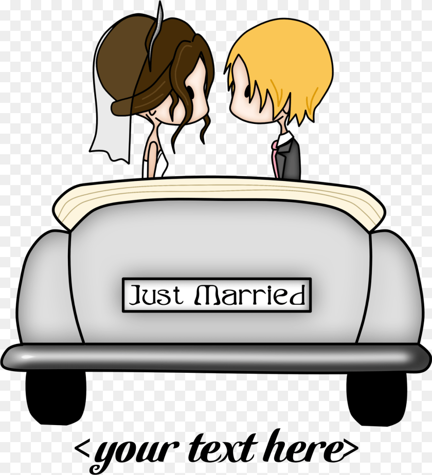 Just Married Car Clipart, Book, Publication, Comics, Face PNG