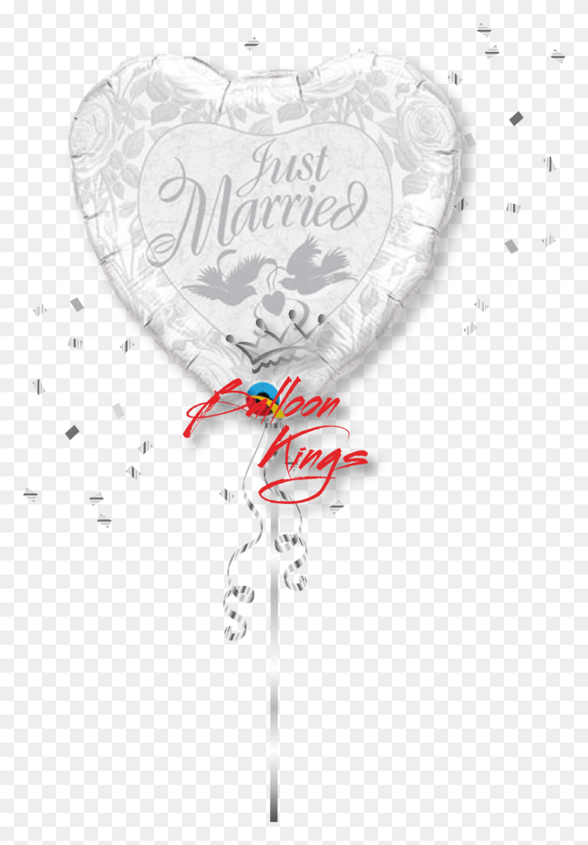 833x1224 Just Married Two Doves Just Married Balloons, Balloon, Ball, Paper HD PNG Download