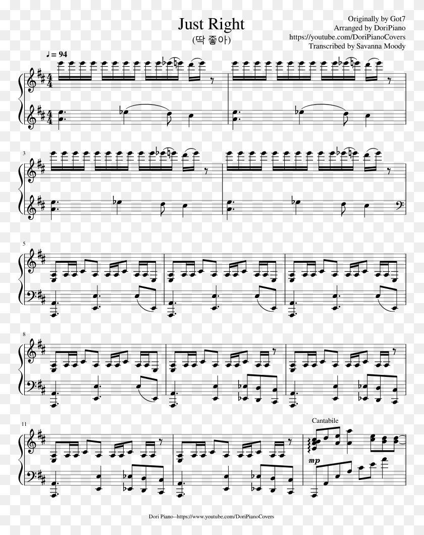 770x999 Just Right Sheet Music Composed By Originally By Got7 Neon Gravestones Piano, Gray, World Of Warcraft HD PNG Download