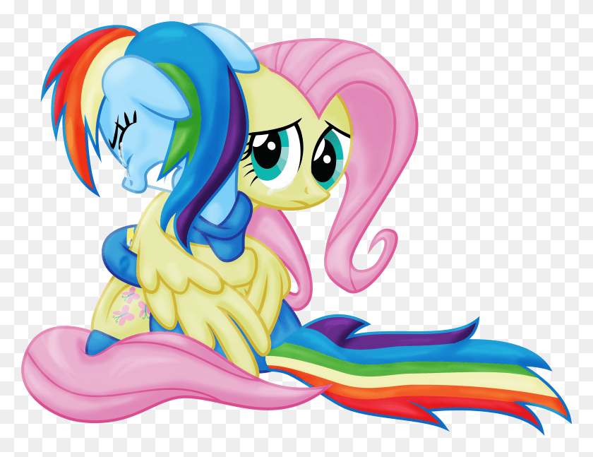 4942x3721 Justablankflank Crying Fluttershy Hug Rainbow Dash Fluttershy Crying My Little Pony, Graphics, Toy HD PNG Download