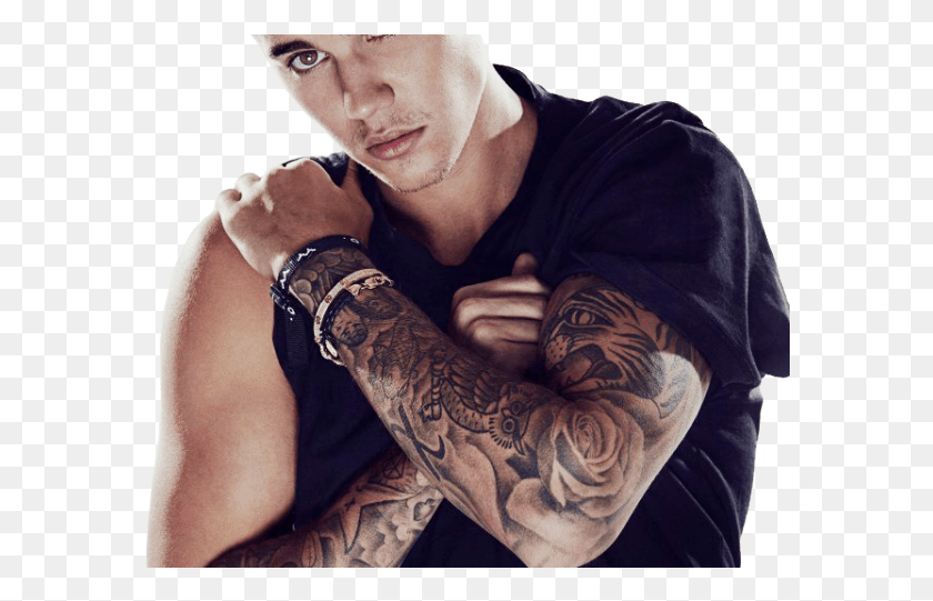 582x481 Justin Bieber Transparent Images Justin Bieber Arm Tattoos 2018, Skin, Tattoo, Person HD PNG Download