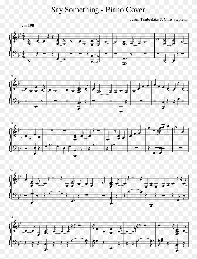 768x1043 Justin Timberlake Sheet Music For Piano Free Dancing Line The Spring Sheet Music, Gray, World Of Warcraft HD PNG Download