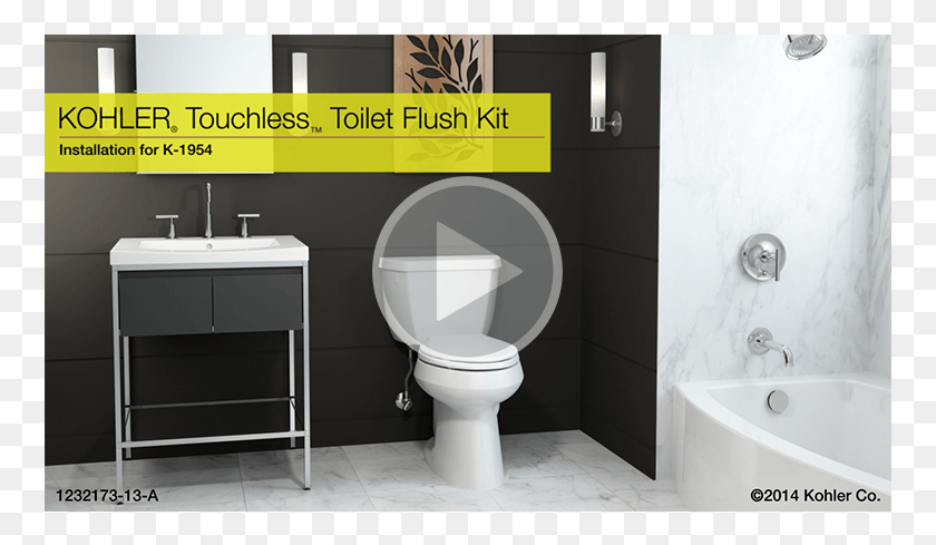 761x429 K 1954 Touchless Flush Kit For Flapper Valve Toilets Bathroom, Toilet, Room, Indoors HD PNG Download
